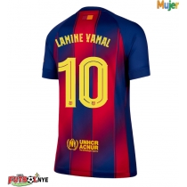 Camiseta Barcelona Lamine Yamal #10 Primera Equipación para mujer 2025-26 manga corta